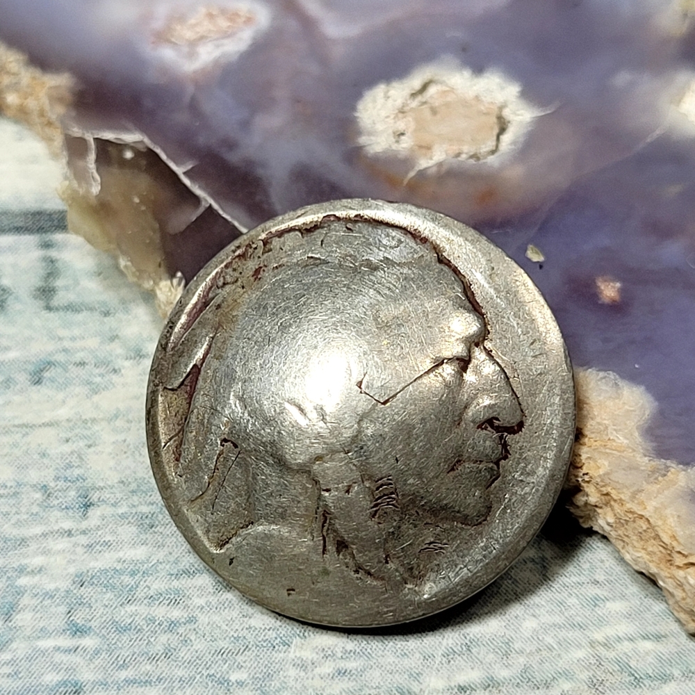 Vintage Buffalo Nickel Coin Button.